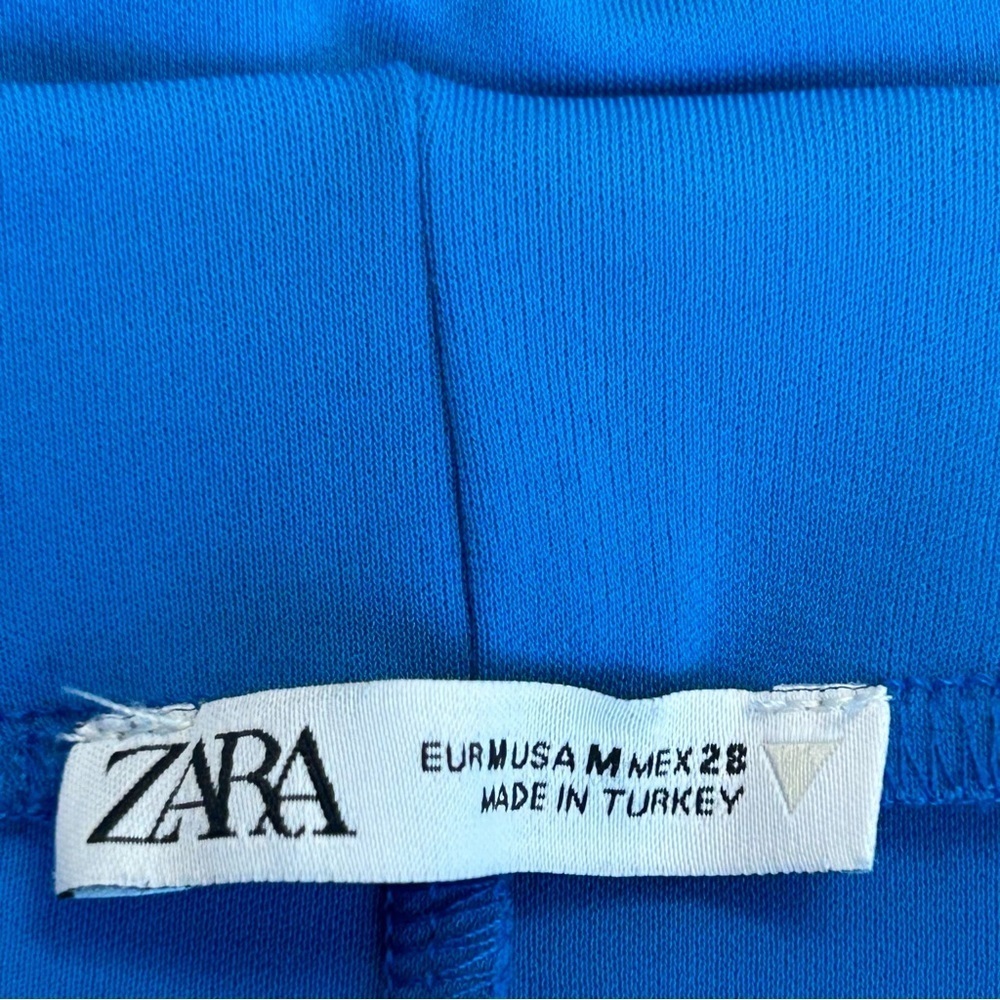 Zara blue stretchy high waisted flare pull on pants Sz M NWT - Picture 6 of 14